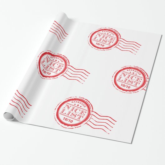 SANTAS NICE LIJST kerst goedgekeurd rode stempel Cadeaupapier (Uitgerold)