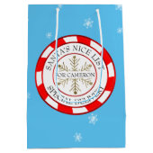 Santa's Nice List aangepaste naam Kerstmis Medium Cadeauzakje (Achterkant)