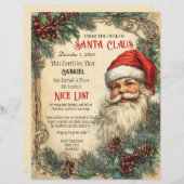Santa's Nice List Certificering (Voorkant / Achterkant)