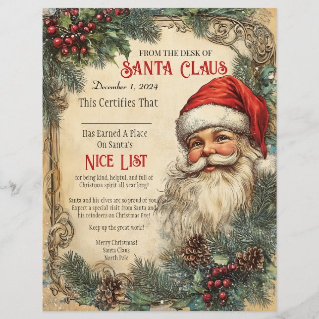 Santa's Nice List Certificeringen Briefhoofd (Voorkant)