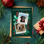 Santa's Nice List Dog 2 Foto Waterverf Feestdagenkaart