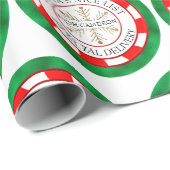 Santa's Nice List Groene Seal Custom Naam Kerstmis Cadeaupapier (Rol Hoek)