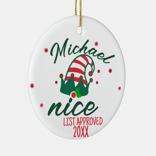 Santa's Nice List Ornament - Persoonlijke naam! (Rechts)