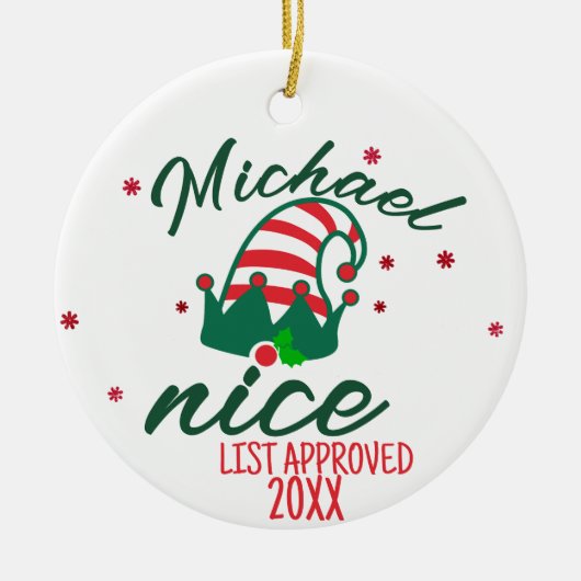 Santa's Nice List Ornament - Persoonlijke naam! (Voorkant)