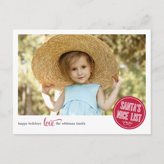 Santa's Nice List Vakantie Foto Kaart (Voorkant)