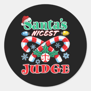 Santa's Nicest Judge Funny Christmas Naughty Nice Ronde Sticker