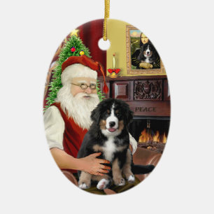 Santas nieuwe Bernese Mountain Dog Puppy (L) Keramisch Ornament