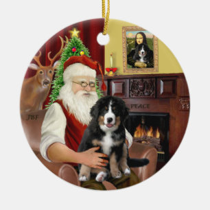 Santas nieuwe Bernese Mountain Dog Puppy (L) Keramisch Ornament