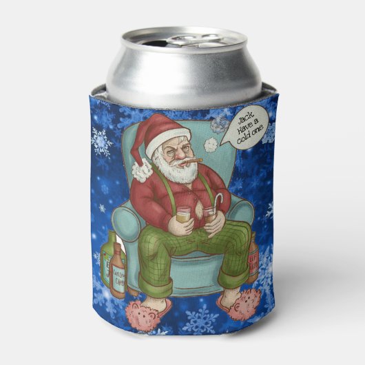 Santa's Night Off Personalize Name Funny Kerstmis Blikjeskoeler (Blikje Voorkant)