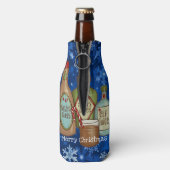 Santa's Night Off Personalize Name Funny Kerstmis Flesjeskoeler (Fles Achterkant)