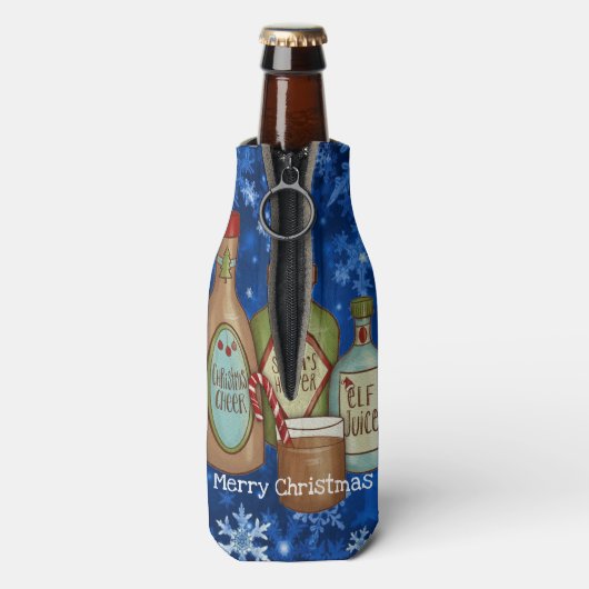 Santa's Night Off Personalize Name Funny Kerstmis Flesjeskoeler (Fles Achterkant)