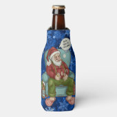 Santa's Night Off Personalize Name Funny Kerstmis Flesjeskoeler (Fles Voorkant)