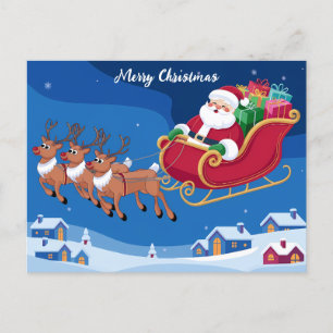 Santa's Nighttime Sleigh Ride Kerstmis Briefkaart