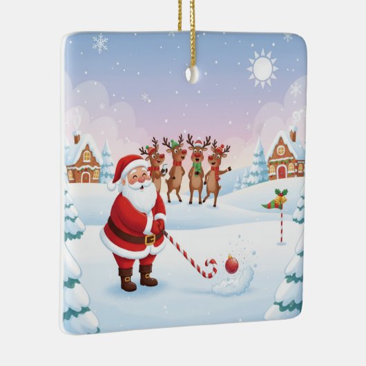 Santa's North Pole Holiday Golfing Fun  Keramisch Ornament (Rechts)