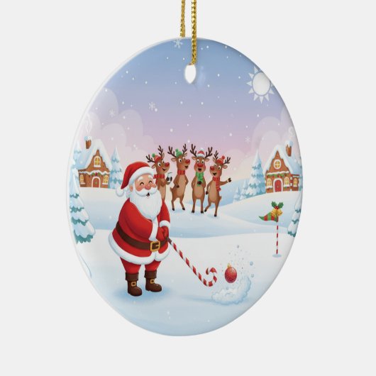 Santa's North Pole Holiday Golfing Fun Keramisch Ornament (Rechts)