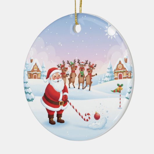 Santa's North Pole Holiday Golfing Fun  Keramisch Ornament (Links)