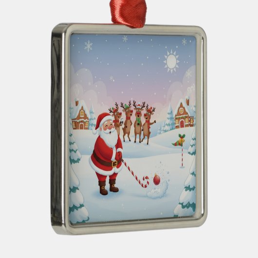 Santa's North Pole Holiday Golfing Fun  Metalen Ornament (Rechts)
