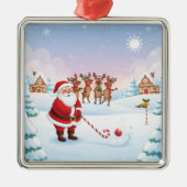 Santa's North Pole Holiday Golfing Fun  Metalen Ornament (Voorkant)