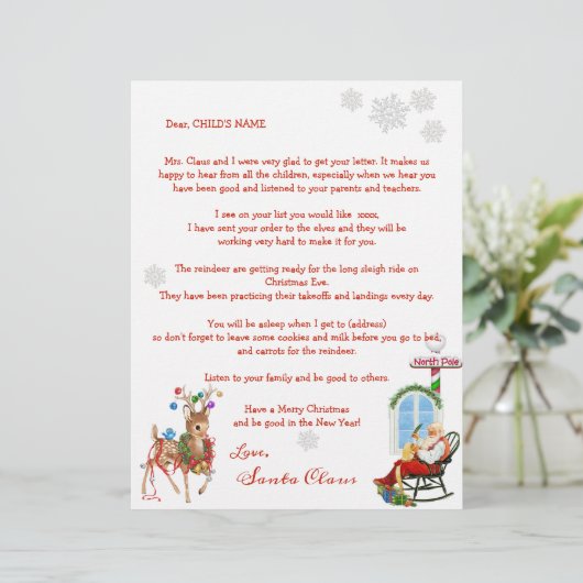 Santa's North Pole Reindeer Letter to Your Child (Staand voorkant)