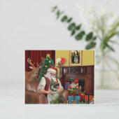 Santa's Norwegian Elkhound Feestdagenkaart (Staand voorkant)