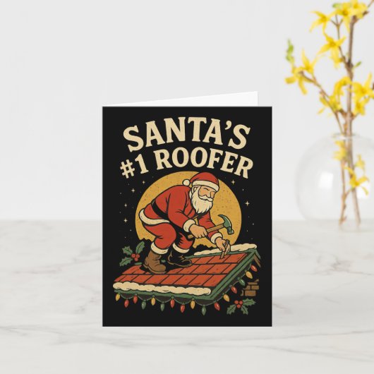 Santa's Nummer 1 Roofer Grappige Kerst Roofing Kaart (Gele Bloem)