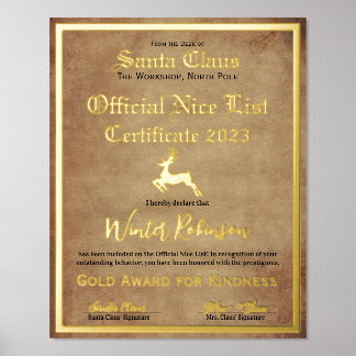Santa's Official Nice List Certificaat Folie Afdru Afdrukken