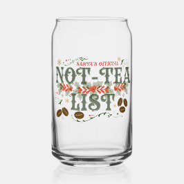Santa's Official Not-Tea List Frosted Christmas Blikvorm Glas