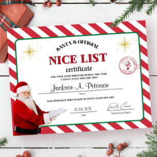 Santa's officiële Nice List Certificaat Poster