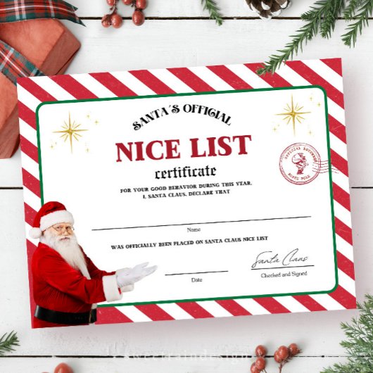 Santa's officiële Nice List Certificaat Poster