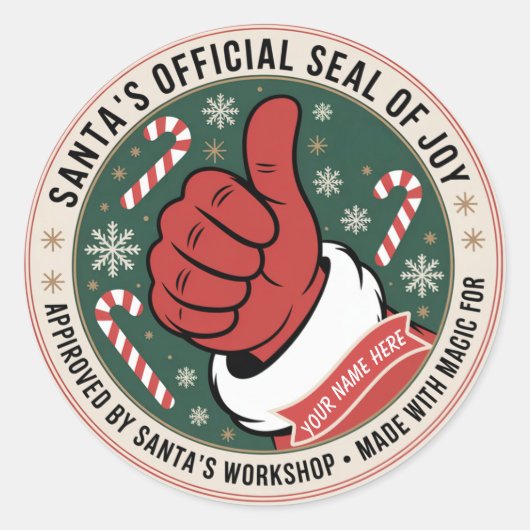 Santa's Officiële Zegel van Vreugde Sticker (Voorkant)