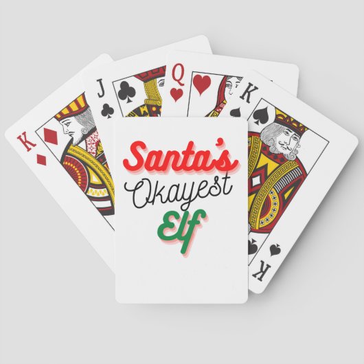 Santa's Okayest Elf | Vreemde kerst Pokerkaarten (Achterkant)