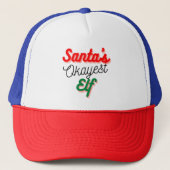 Santa's Okayest Elf | Vreemde kerst Trucker Pet (Voorkant)