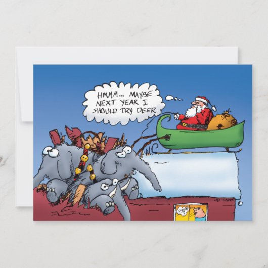 Santa's Olephants Feestdagenkaart (Voorkant)