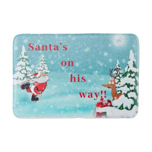 "Santa's on the Way" Winterkerstbal Mat (Voorkant)