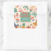 Santas op de Beach Hot Cocaca Vierkante Sticker (Tas)