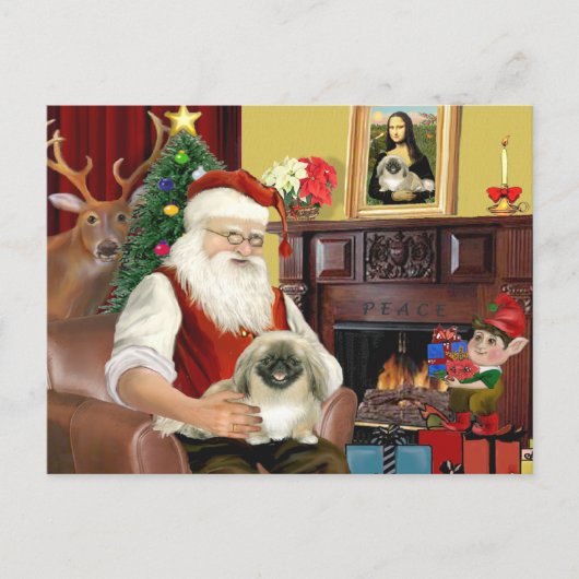Santa's Pekingese Feestdagenkaart (Voorkant)