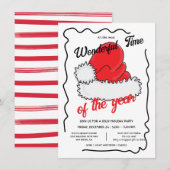 Santa's Pet Holiday Hand Drawen Christmas Party Kaart (Voorkant / Achterkant)