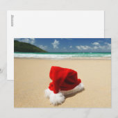 Santa's pet op een tropisch strand feestdagenkaart (Voorkant / Achterkant)