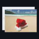Santa's pet op een tropisch strand feestdagenkaart<br><div class="desc">Tropische kerst</div>