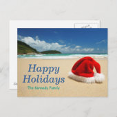 Santa's pet op het strand feestdagenkaart (Voorkant / Achterkant)