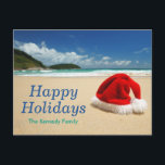 Santa's pet op het strand feestdagenkaart<br><div class="desc">Tropische kerst</div>