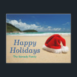 Santa's pet op het strand feestdagenkaart<br><div class="desc">Tropische kerst</div>