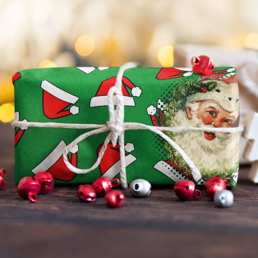 Santas Pet Patroon Rood en Wit Aangepast Afbeeldin Inpakpapier Vel
