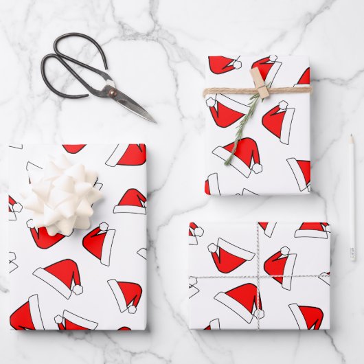 Santas Pet Pattern Red and White Inpakpapier Vel (Voorkant)