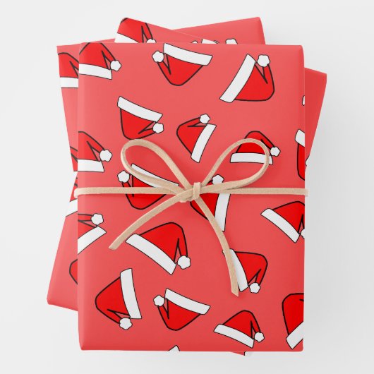 Santas Pet Pattern Red and White Inpakpapier Vel (In situ)