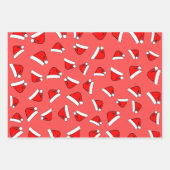 Santas Pet Pattern Red and White Inpakpapier Vel (Voorkant)