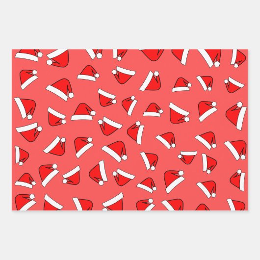 Santas Pet Pattern Red and White Inpakpapier Vel (Voorkant)