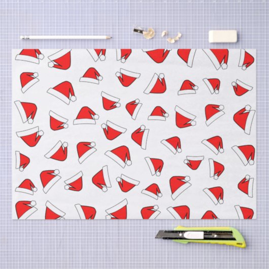 Santas Pet Pattern Red and White Tissuepapier (Craft)
