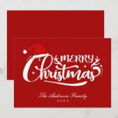 Santa's Pet Rode familienaam, jaar Kerstmis Kaart (Voorkant / Achterkant)