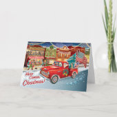 Santas pick-up truck + USA Flag Christmas Kaarten (Voorkant)